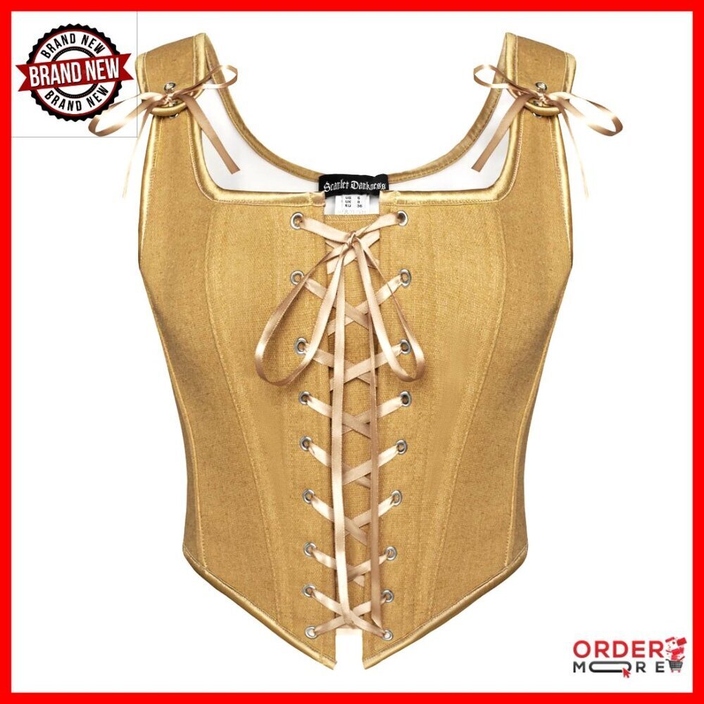Renaissance Corset Top Vintage Lace Up Overbust Bustier Bodice Shapewear